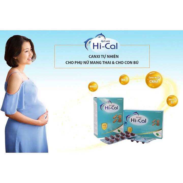 Avisure Hical Bổ sung canxi hữu cơ cho bà bầu Canxi cho mẹ sau sinh Canxi hical Vitamin bầu Hộp 60 viên