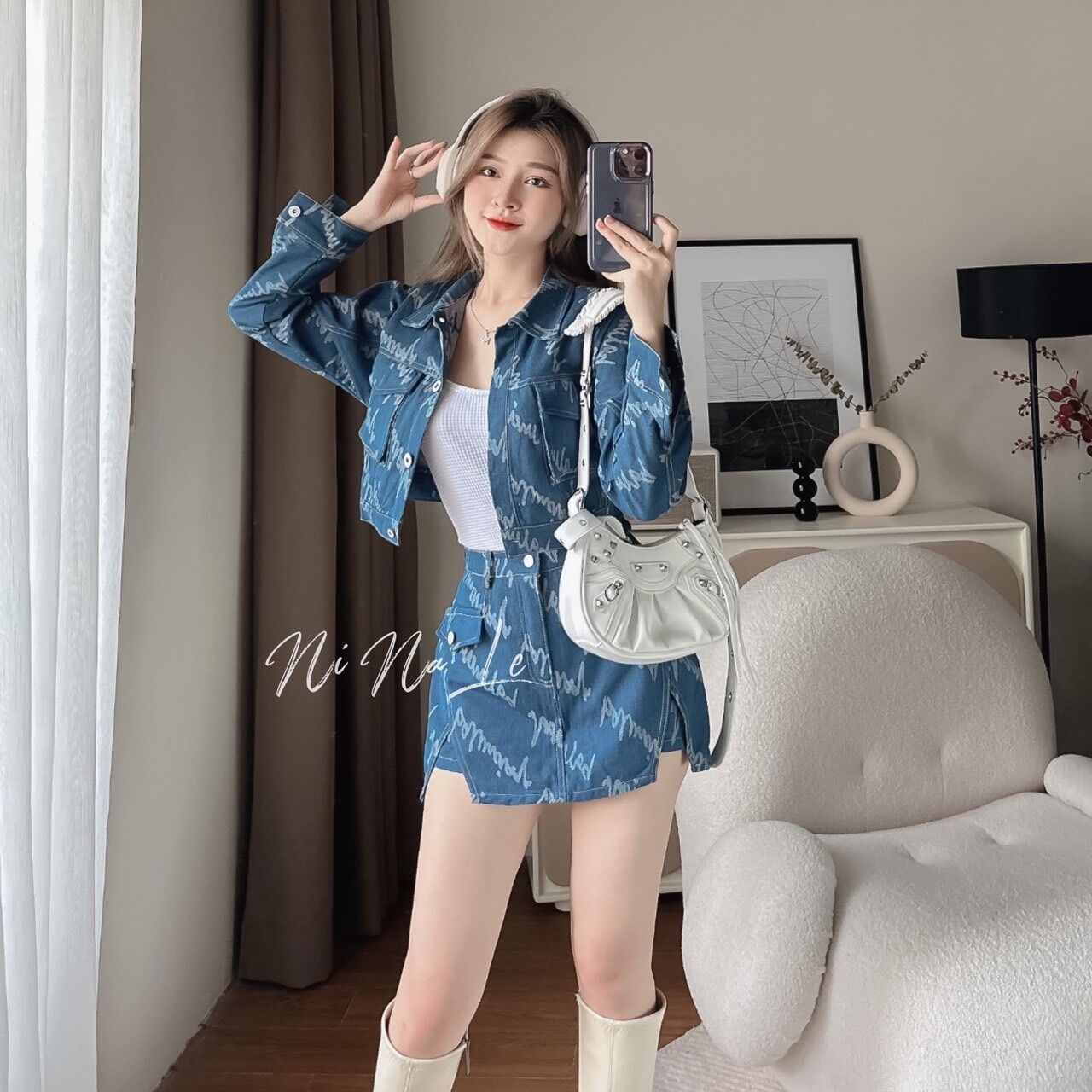 (SHOP TÁO ĐỎ BIGSIZE 50KG ĐẾN 90KG) set cá tính chân váy  món
