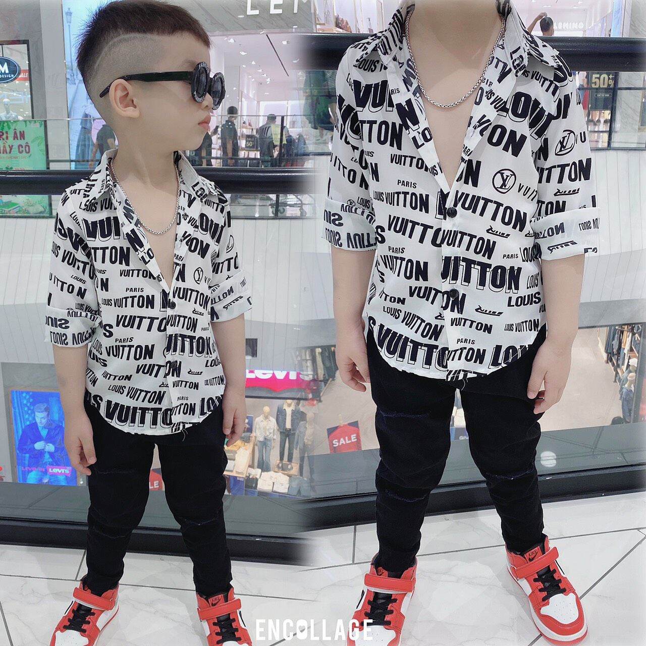 [22-33kg] Quần kaki rách đen, trắng cho bé