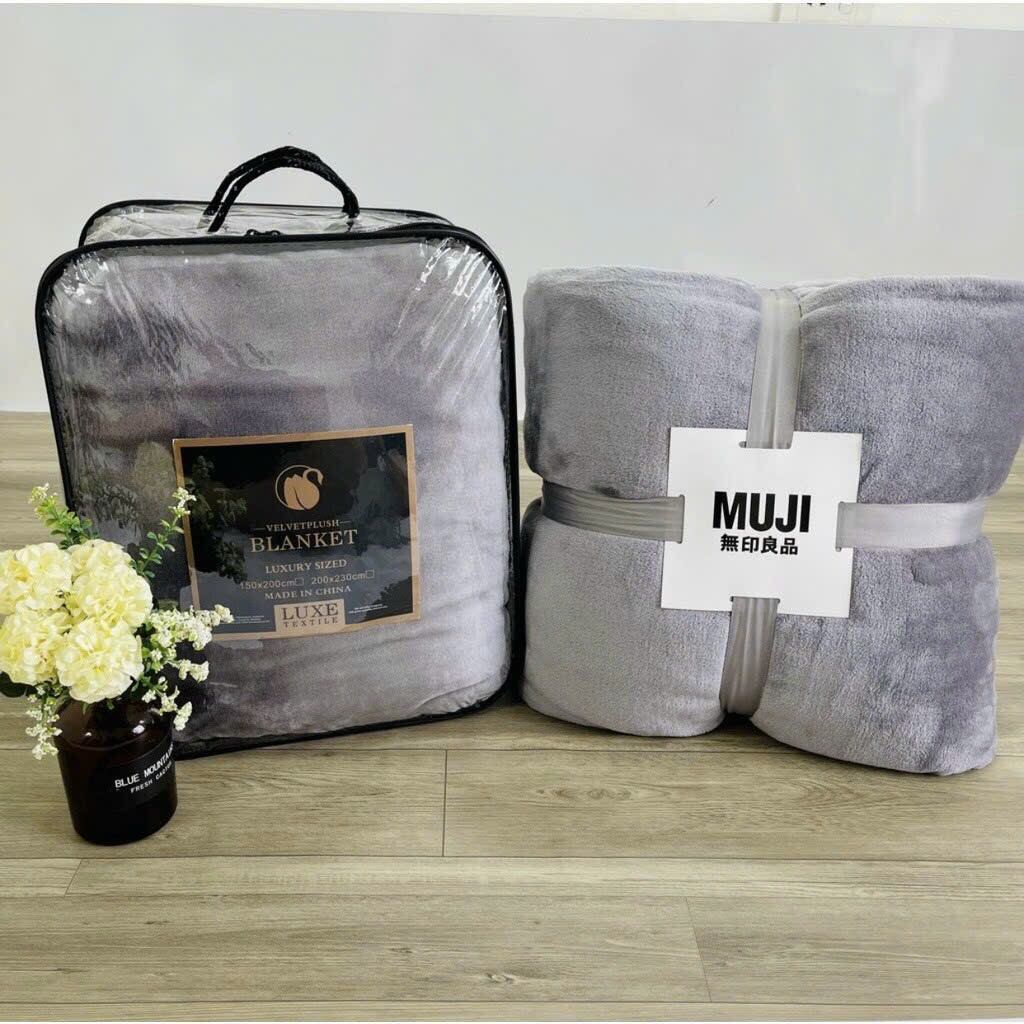 Chăn lông tuyết, lông thỏ muji - blanket dùng 4 mùa siêu mềm mịn kích thước 2mx2m2 cao cấp - chăn hè thu đông cao cấp
