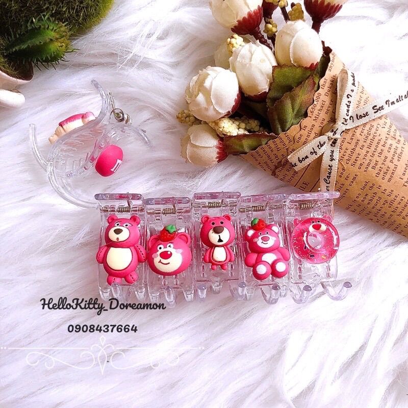 SET 5c KẸP TÓC CÀNG CUA 3 RĂNG GẤU DÂU LOTSO