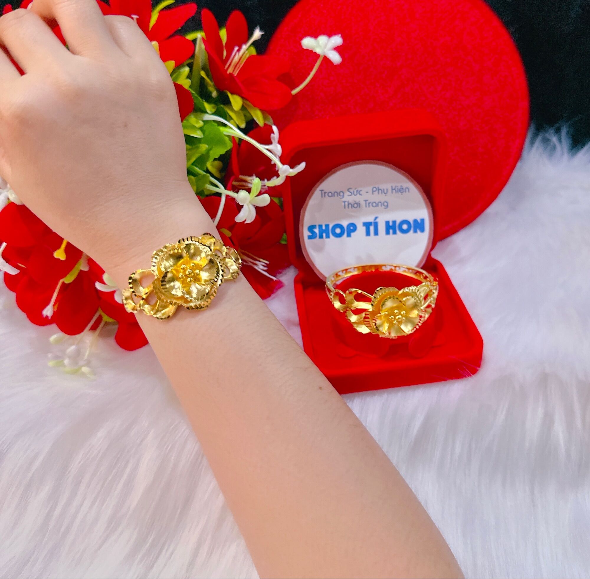 Vòng tay hoa mai mạ vàng 24k cao cấp mẫu mới về