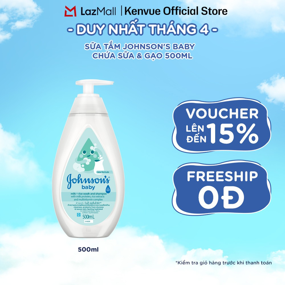 Sữa tắm chứa sữa và gạo Johnson's 500ml