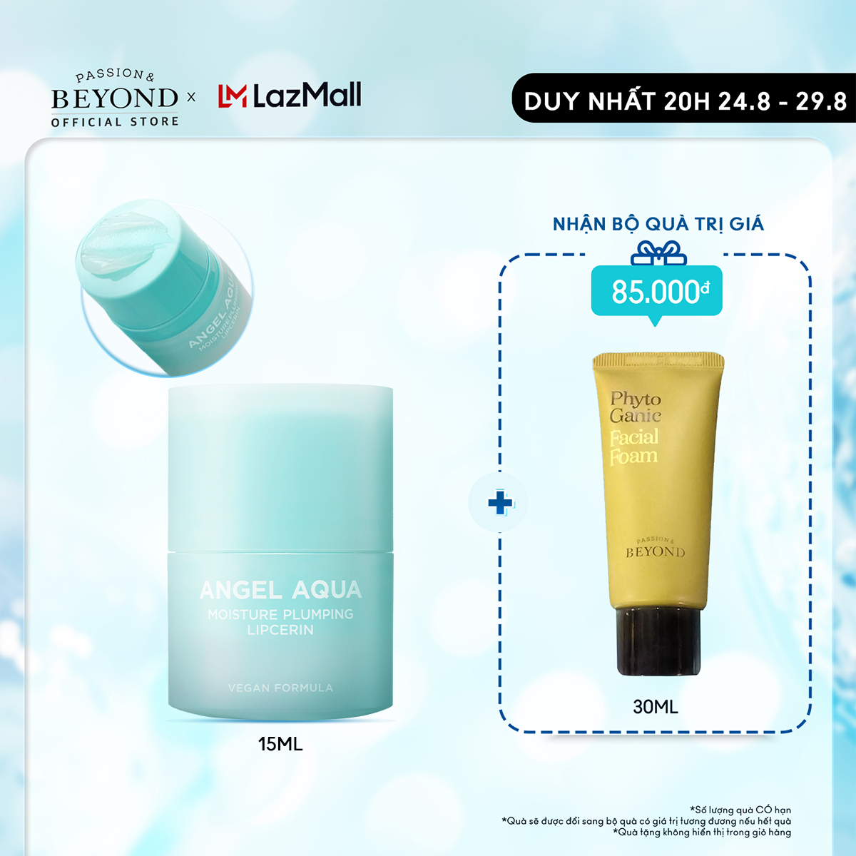 Son dưỡng môi thuần chay Beyond Angel Aqua Moisture Plumping Lipcerin 15ml