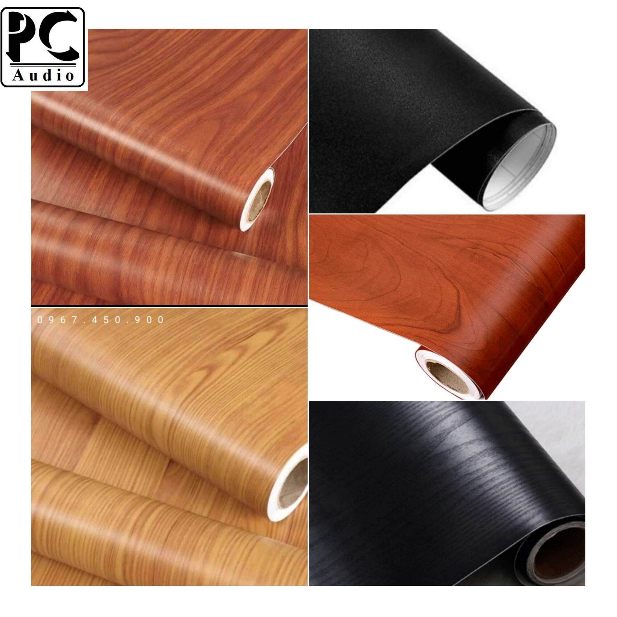 Giấy decal sẵn keo dán tường, dán thùng loa, tủ, bàn học đen sần và giả vân gỗ : [khổ 60cm x c.dài tùy chọn 1m, 2m, 3m...] - Decalvango