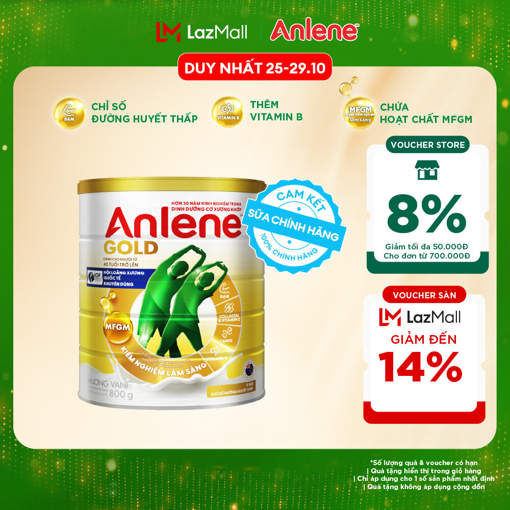 [Voucher giảm đến 26%]Sữa Bột Anlene Gold Hương Vani 800G