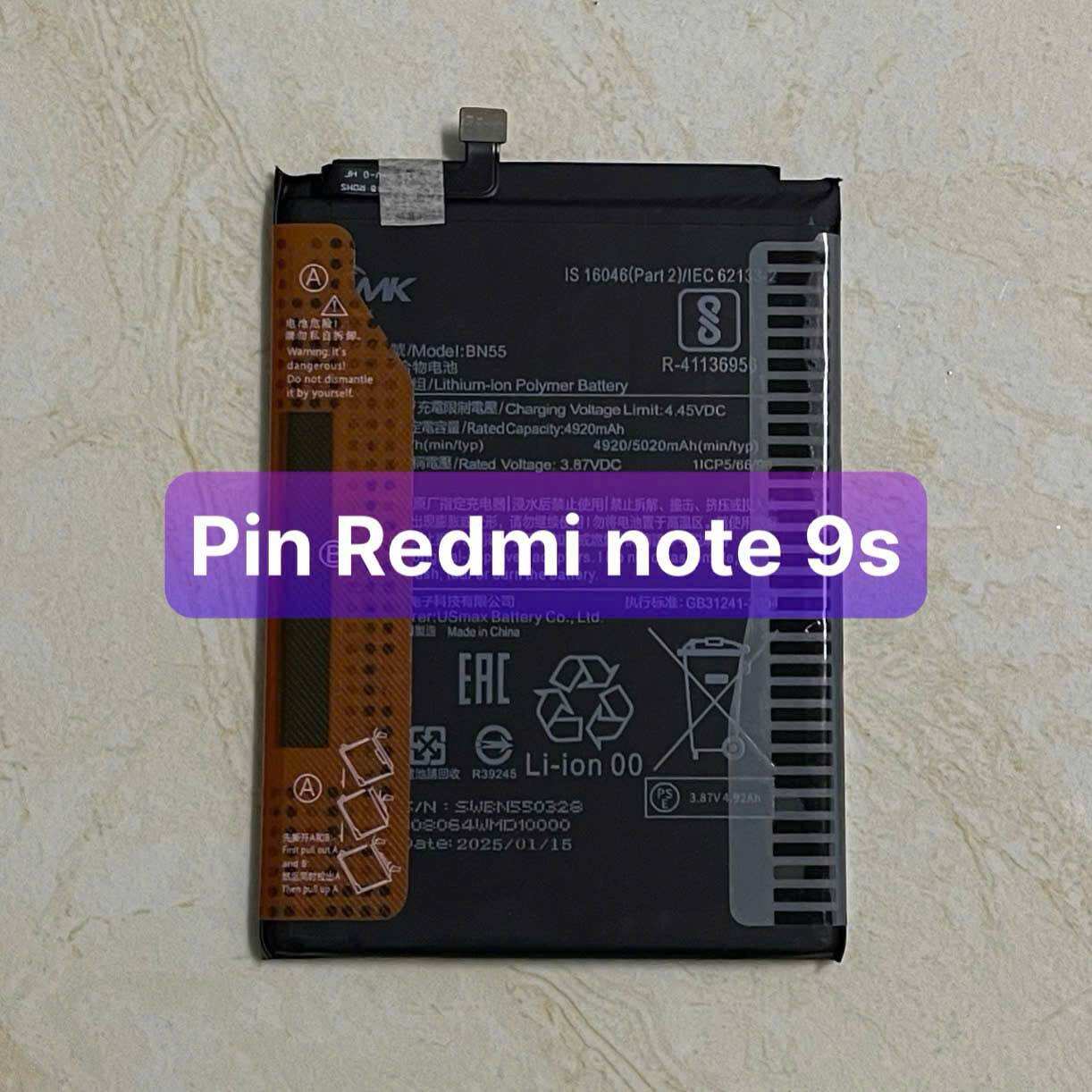 Pin Xiaomi Redmi Note 9S model BN55 (zin bảo hành 3 tháng)