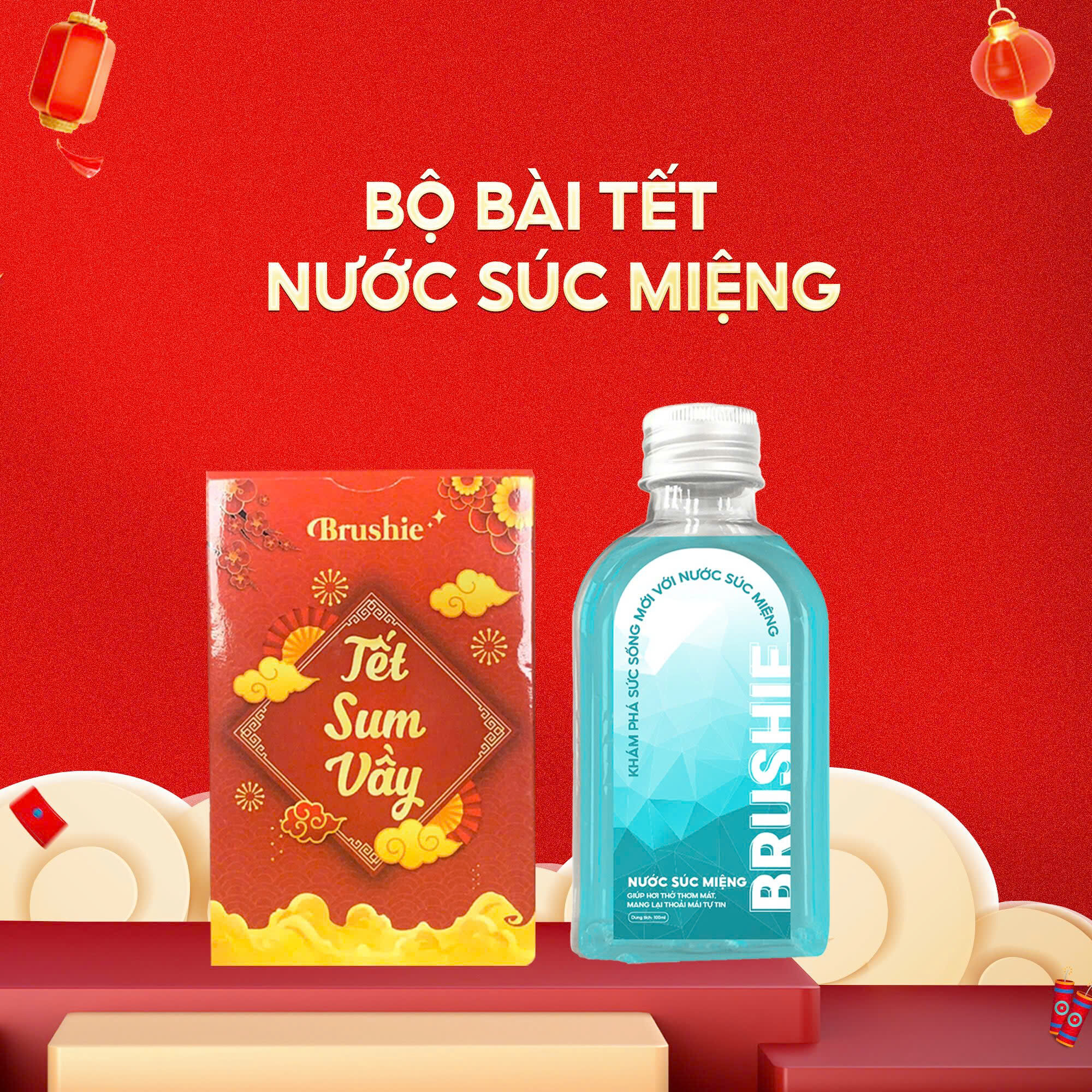 [HÀNG TẶNG - GIFT] QUÀ TẶNG CHO Smilee Max và Tăm nước Brushie ngày thường T1: Bộ bài tết, Nước súc miệng