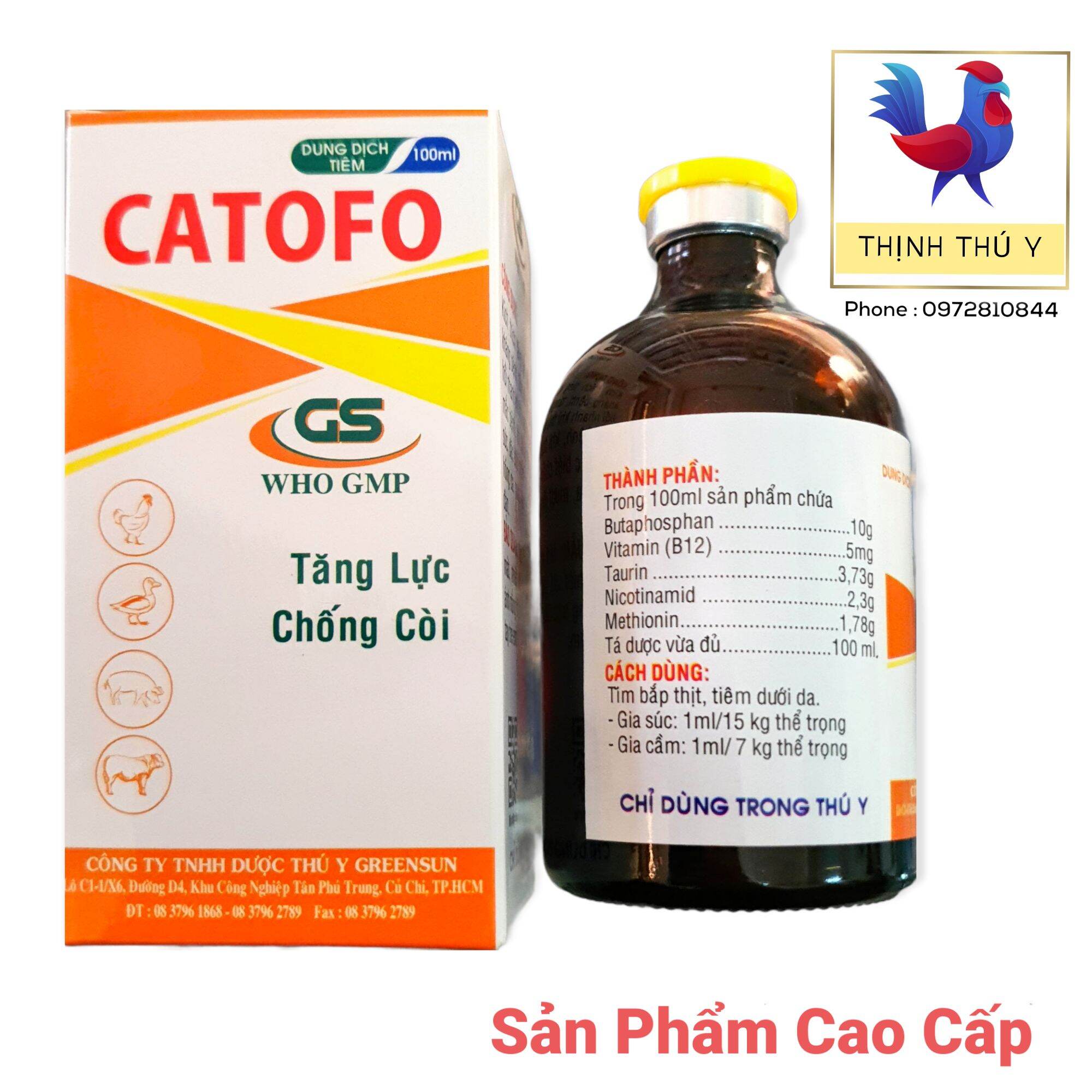GS CATOFO (100ml) - Tăng lực cấp tốc, tăng bo, bổ máu, chống còi, hồng da, mượt lông, chịu cựa cho gà đá, chó mèo