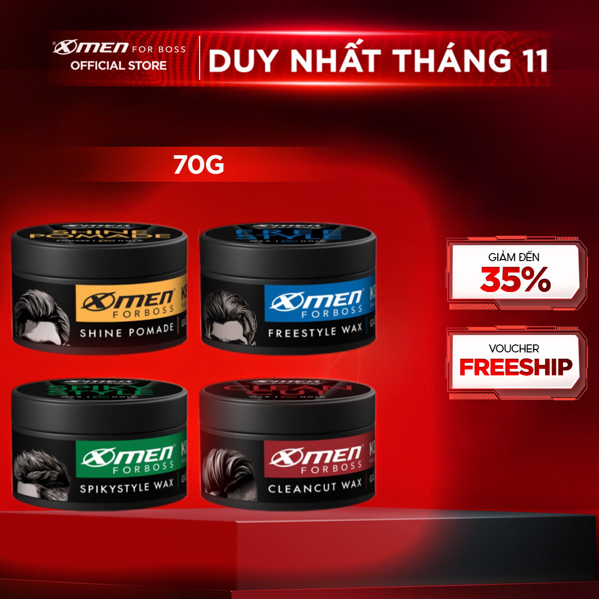 [MỚI] Sáp vuốt tóc nam Wax/Pomade Xmen for Boss 70g - Giữ nếp 8H với Keratin giúp tóc chắc khỏe