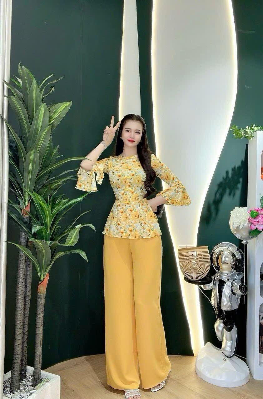 ( Miễn phí ship)Set bà ba tay loa nút tàu mẫu hot lụa mango mềm 56-65kg tùy chiều cao