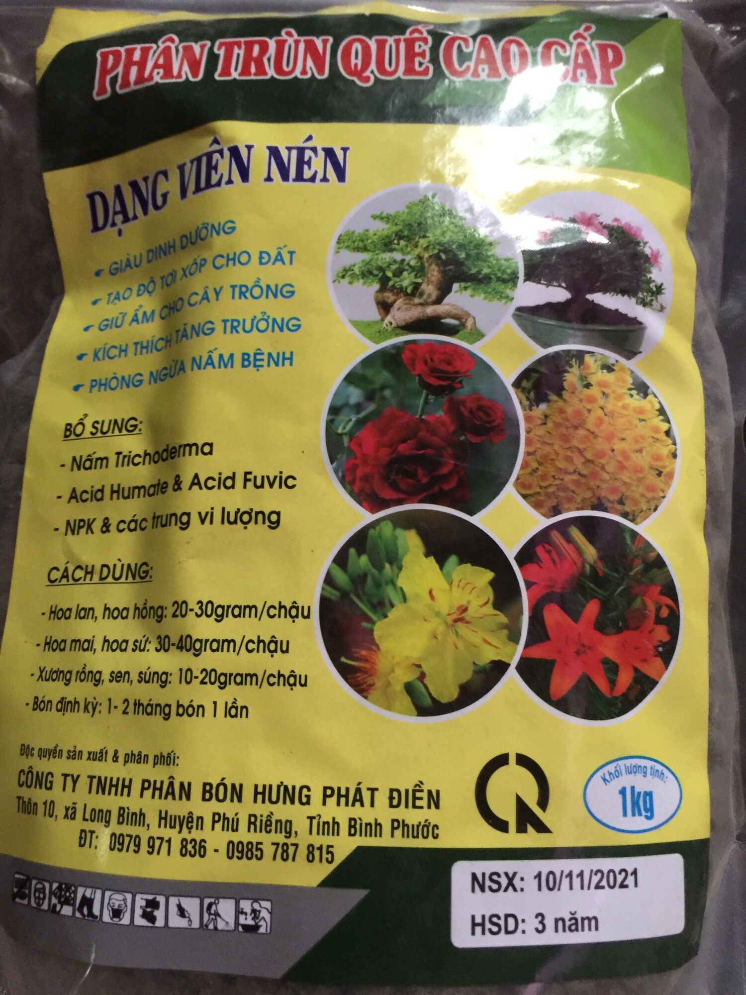 Phân trùn quế viên nén cho lan, cây cảnh-1 kg