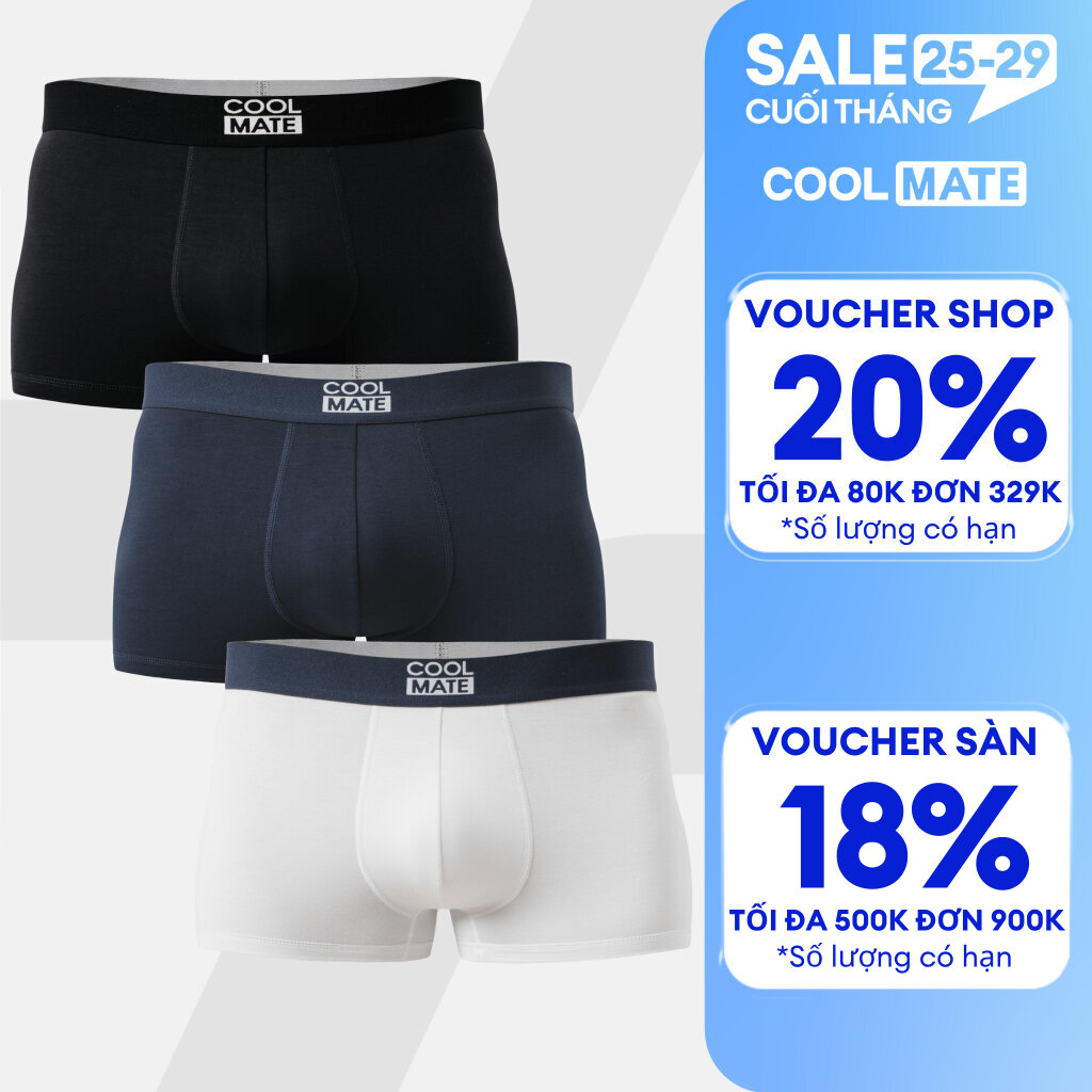 COMBO 3 Quần lót, sịp đùi boxer nam Trunk Bamboo kháng khuẩn cao cấp Coolmate