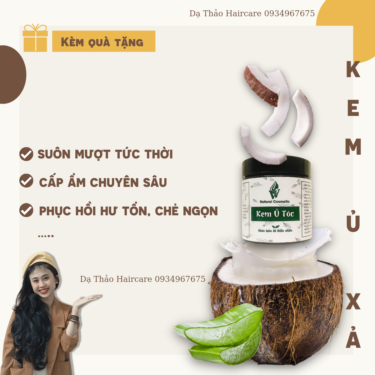 Kem ủ xả siêu mềm mượt phục hồi chuyên sâu tóc hư tổn