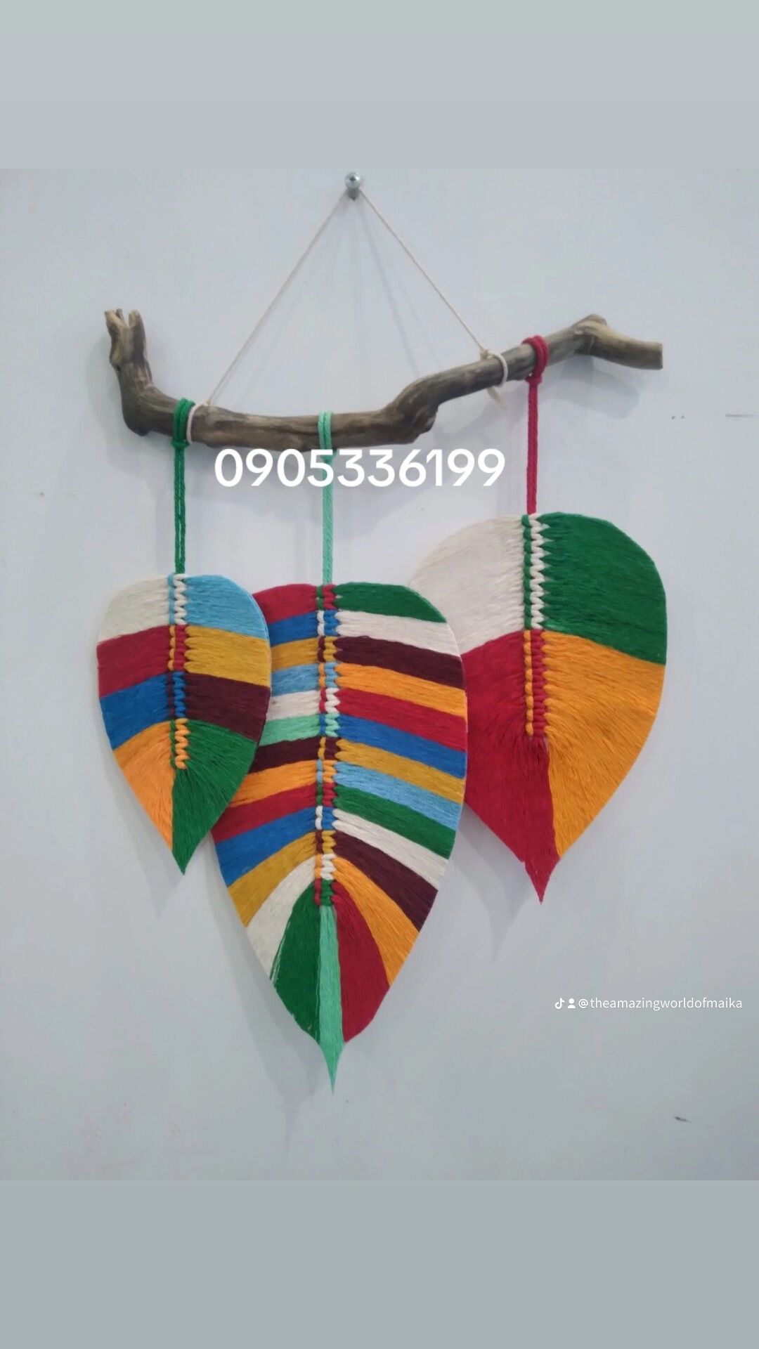 Cành lá macrame có phun keo định hình