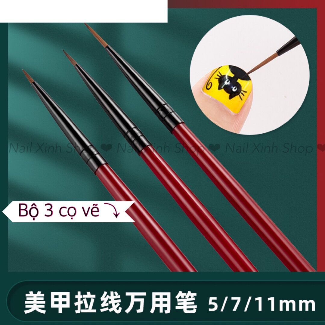 [HCM]Set 3 cọ vẽ nail cho dân làm móng nghệ thuật