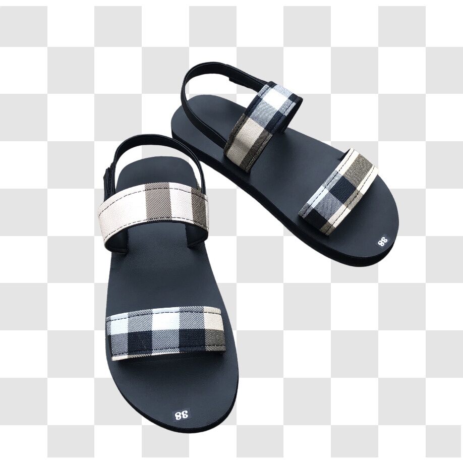 sandal nữ quai sọc caro