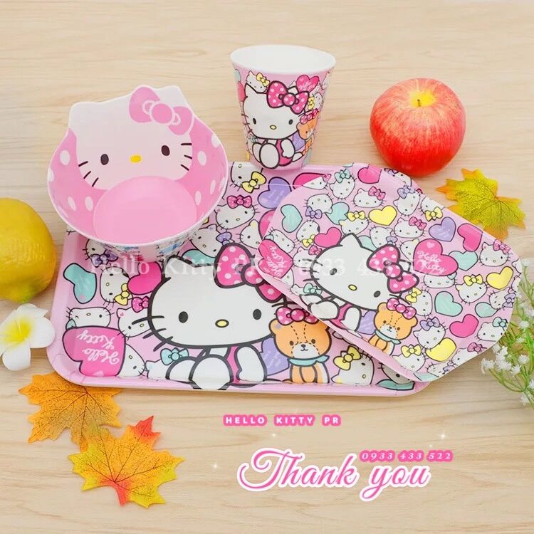 [Freeship MAX] Mâm khay đựng đồ ăn Hello Kitty - Doremon Doraemon