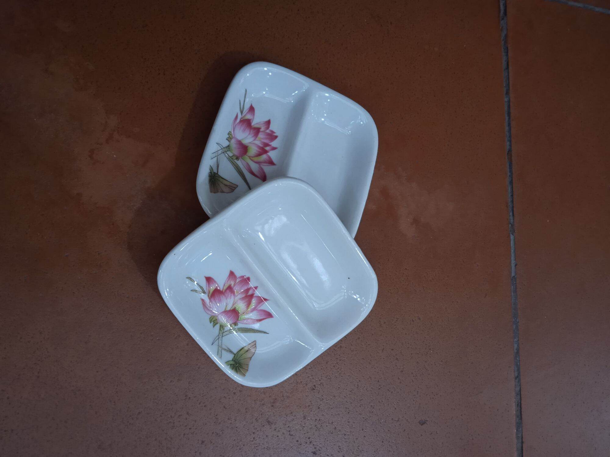 Chén chấm 2 ngăn gốm sứ