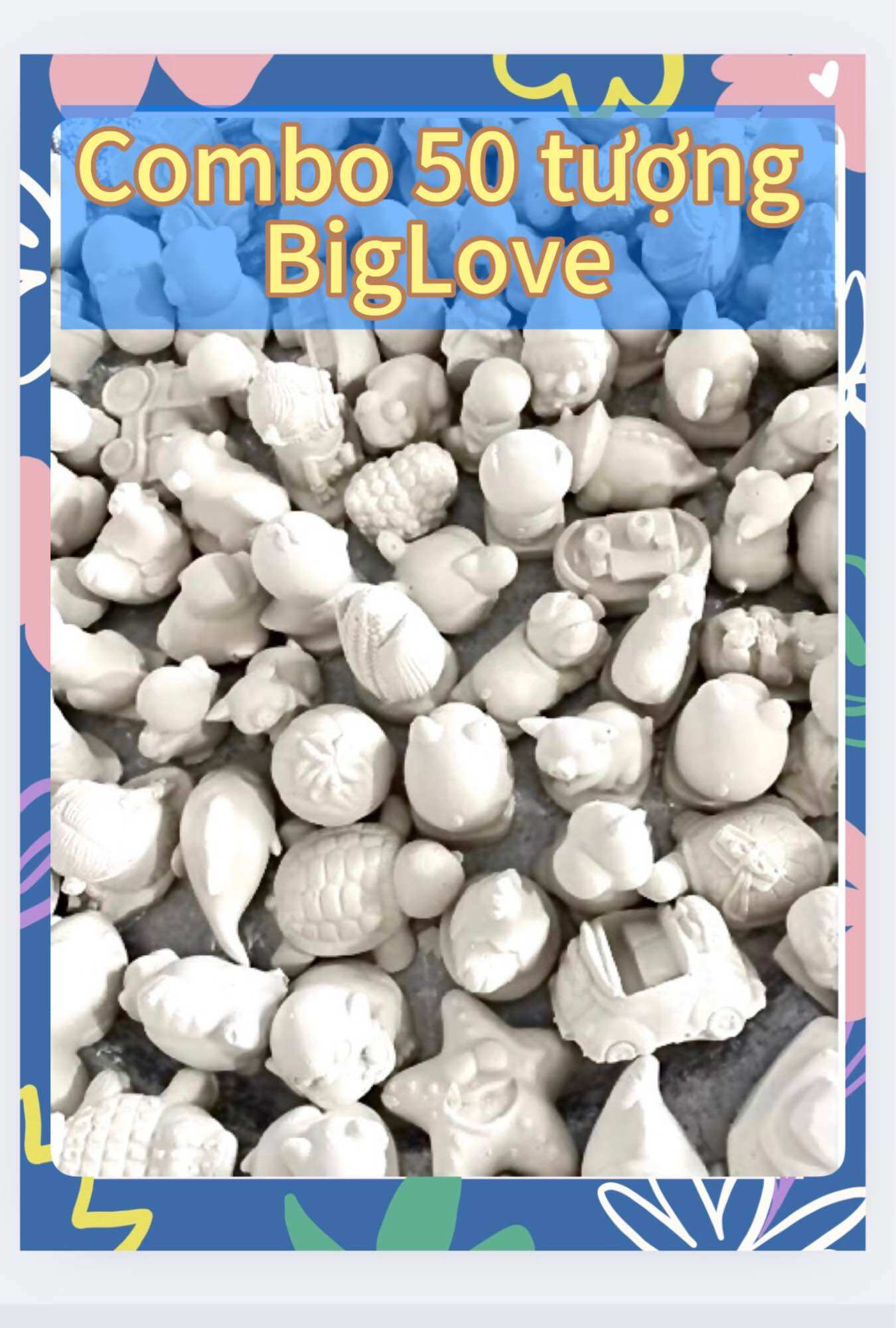 Combo 50 Tượng Tô Màu Từ 5cm.Nhiều hình nhân vật dễ thương. Giao Mẫu Ngẫu Nhiên - Biglove