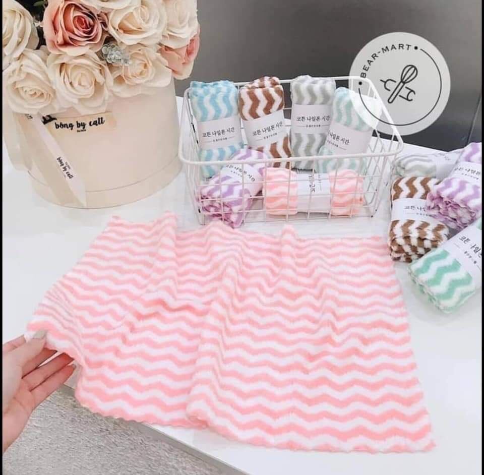 Set 10 khăn mặt kẻ sọc Hàn