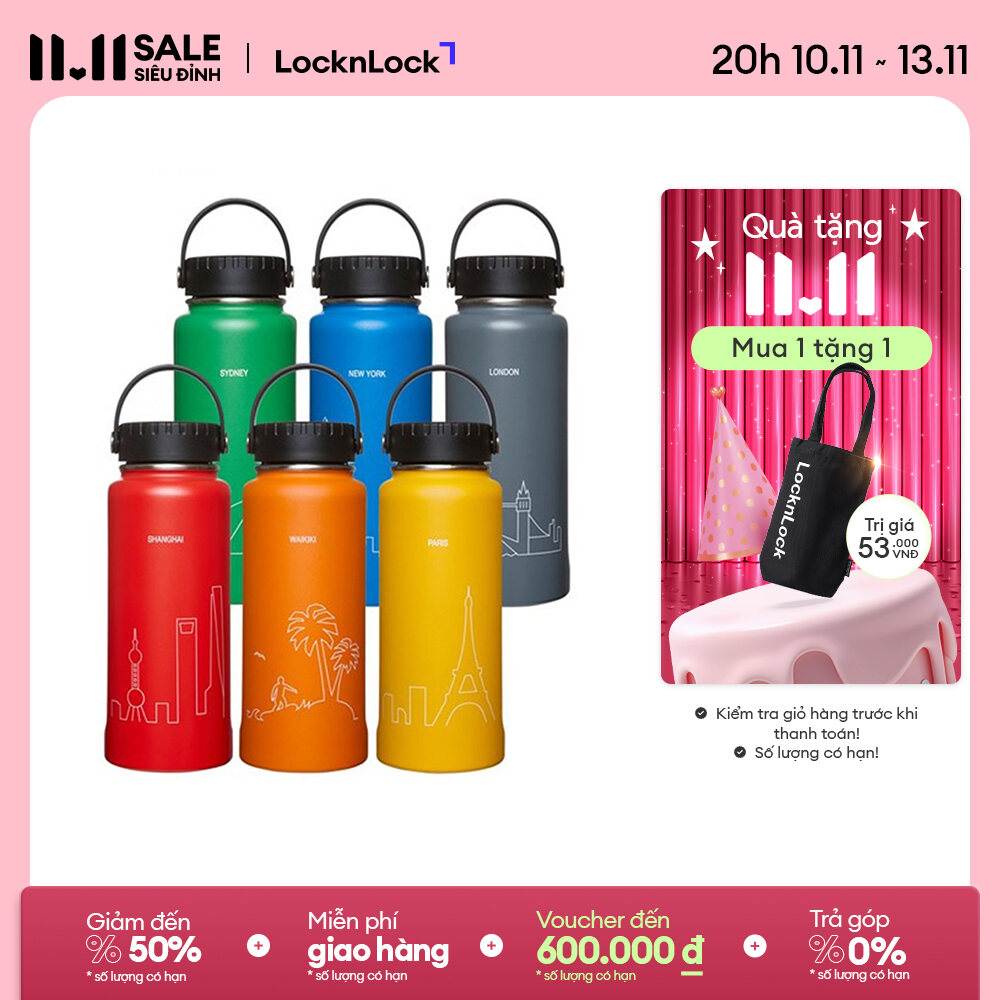 LHC4160- Bình giữ nhiệt Riga Tumbler Lock&Lock 897ml Thép không gỉ, Có quai xách, 6 màu trẻ trung, g