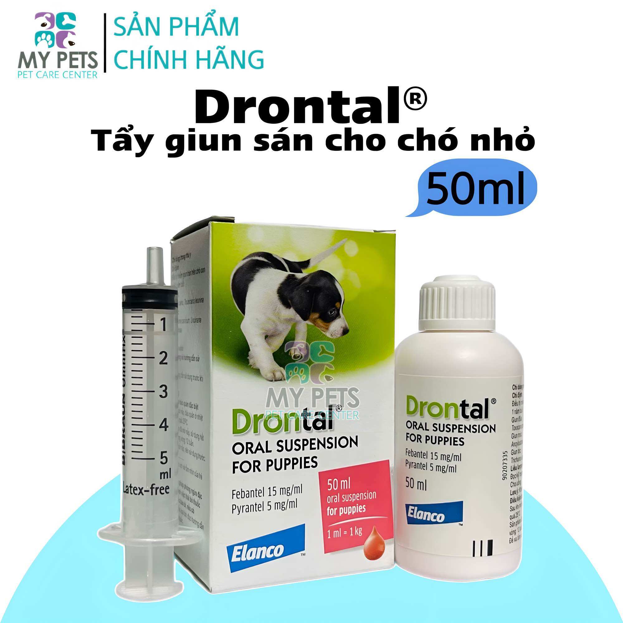 Dung dịch uống tẩy giun cho chó nhỏ dạng nước - Drontal Puppies 50ml