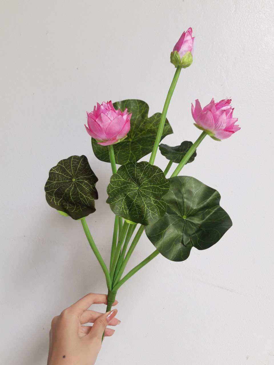 Cành hoa sen thái dài 60cm cao cấp_hoa giả, hoa lụa (kèm video thật)