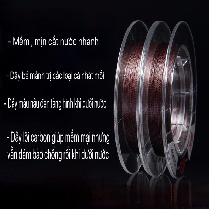 Dây thẻo PE lõi carbon siêu khoẻ dài 30m chống rối, chống mài mòn, chịu lực tốt. Dây làm thẻo câu đài chất lượng Câu Cá