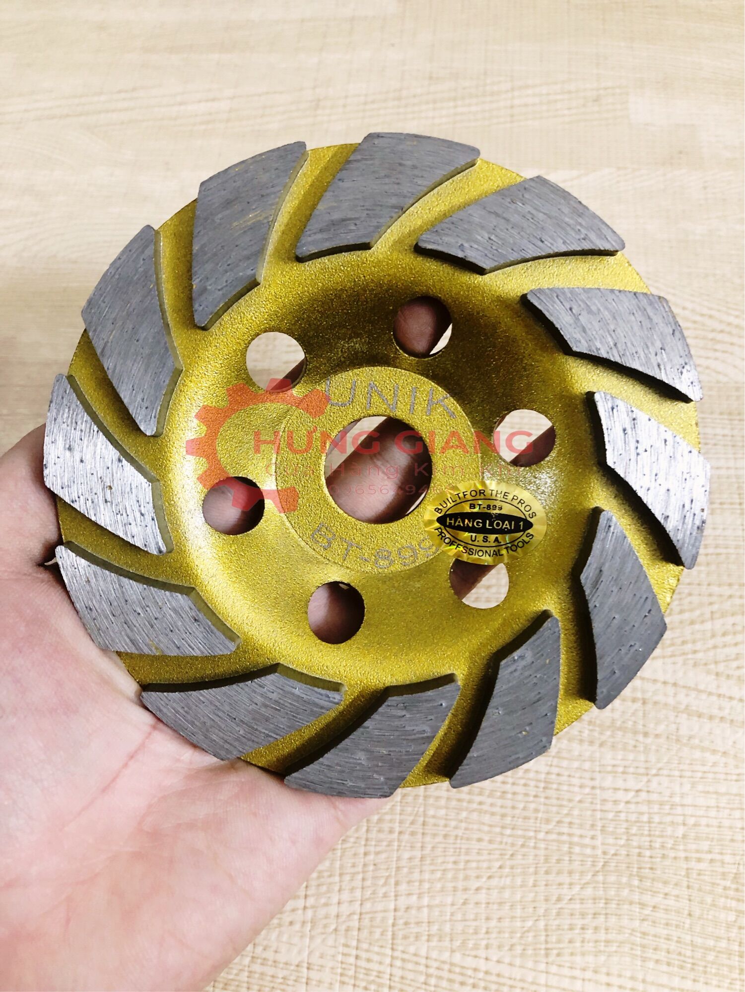 Đá mài, bát mài, đĩa mài bê tông 125mm unik vàng chính hãng 100%