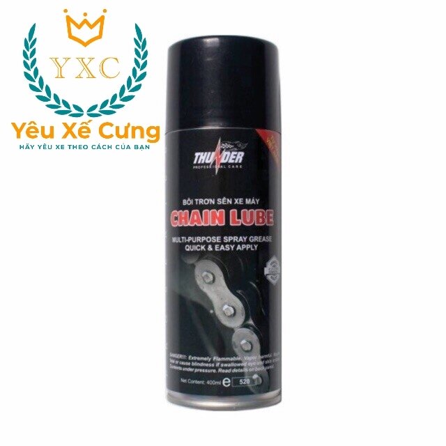 Xịt dưỡng sên Thunder Chain Lube 400ml + Bàn chải chà sên