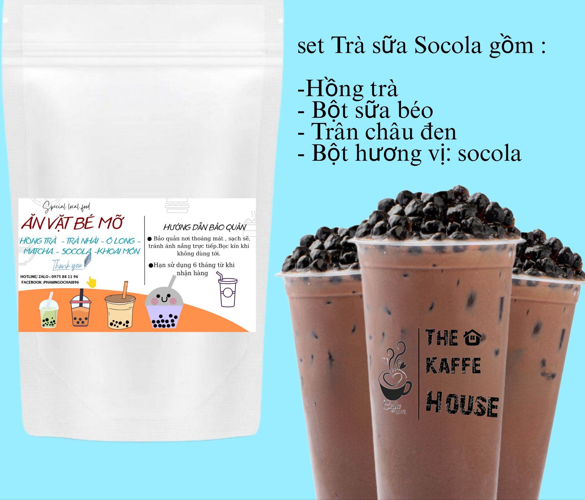 Set nguyên liệu Trà Sữa Socola tự nấu 10-15 ly