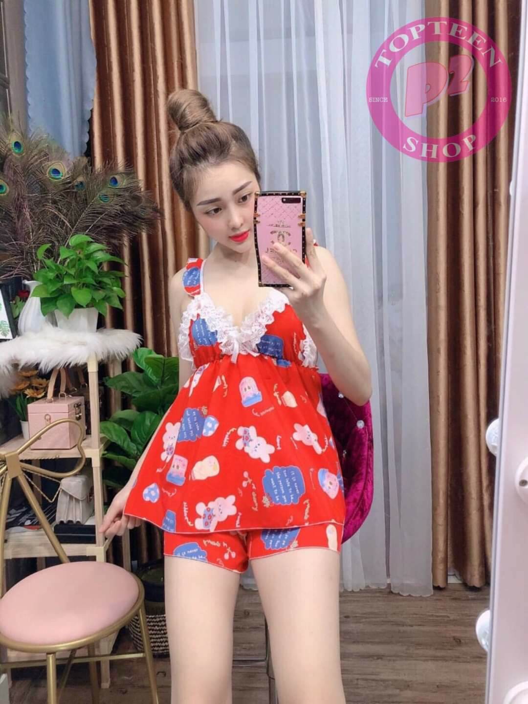 [HCM]Đồ bộ ngắn mặc nhà cho nữ kate lụa hàn châu - M04