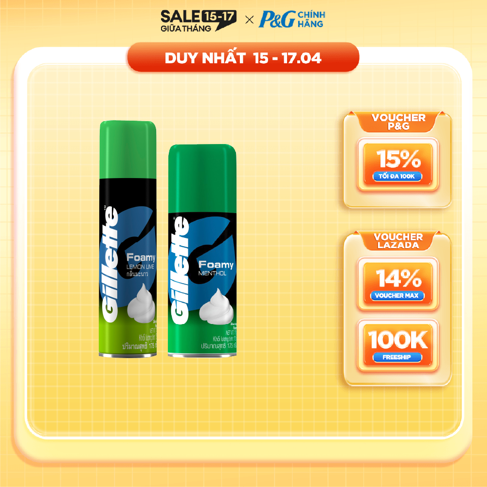 Bọt Cạo Râu GILLETTE Hương Chanh/ Bạc Hà Chai 175g