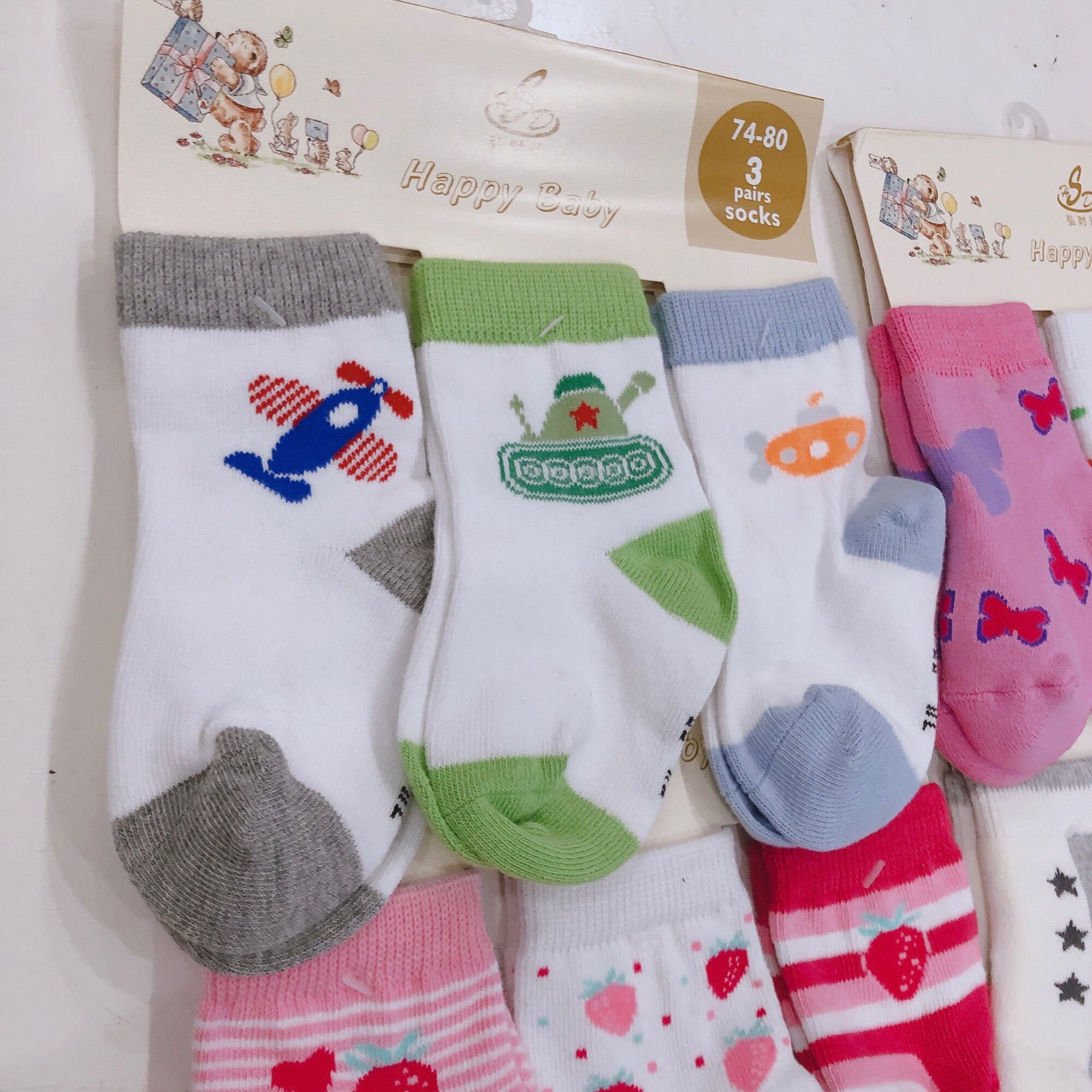 Set 3 đôi tất Happy Baby bé trai bé gái