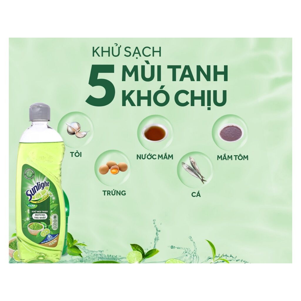 Nước Rửa Chén Sunlight Matcha Trà Nhật Chai 750ml