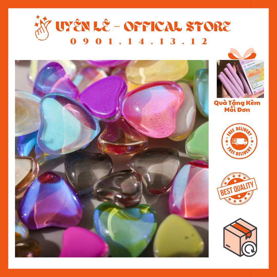 CHARM TRÁI TIM MIX MÀU GẮN NAIL ( SET 10 CÁI )