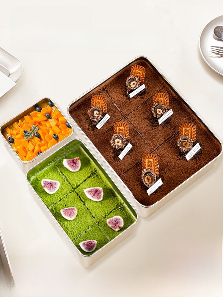 Vuông Tiramisu Khuôn Chuyên Nghiệp Nướng Bánh Inox 304 Dụng Cụ Có Nắp Bánh Mousse Khay Hộp Lý Tưởng Để Làm Bánh Và Nấu Ăn