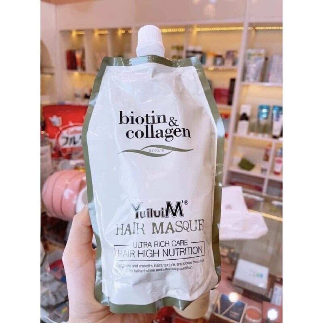 Hấp dầu Biotin Collagen Yuiluim siêu mềm mượt tóc 500ml