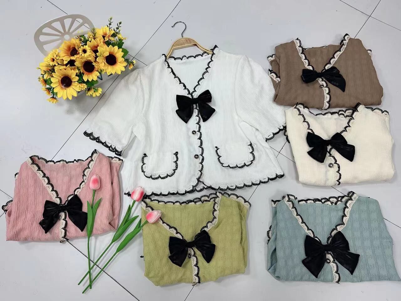 Áo Ren Tiểu Thư Croptop phối nơ cổ