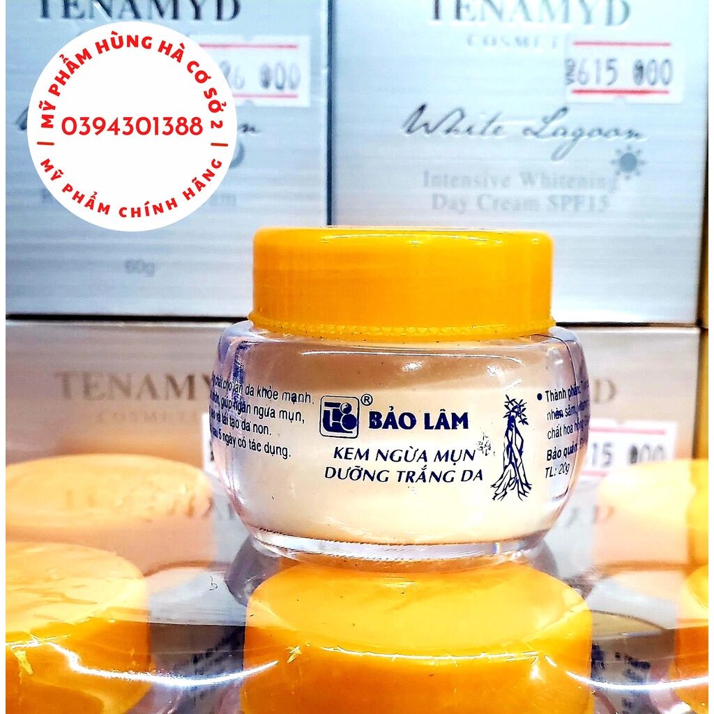 Kem ngừa mụn Bảo Lâm, ngừa mụn hiệu quả, dưỡng trắng da 20g
