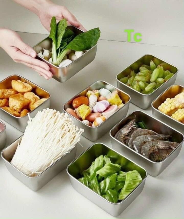 Set 5 hộp inox kèm nắp nhựa