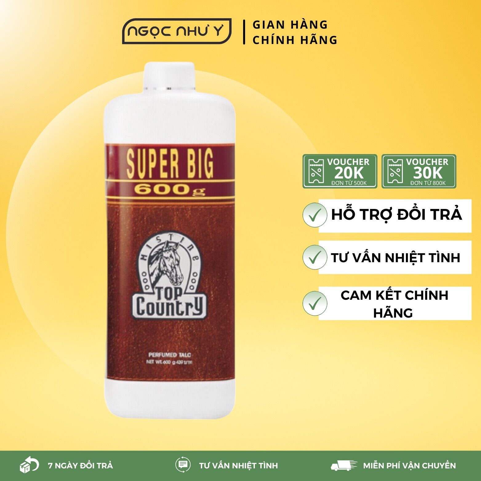 Phấn Rôm Con Ngựa Top Country Siêu Thơm Thái Lan Chai 600g