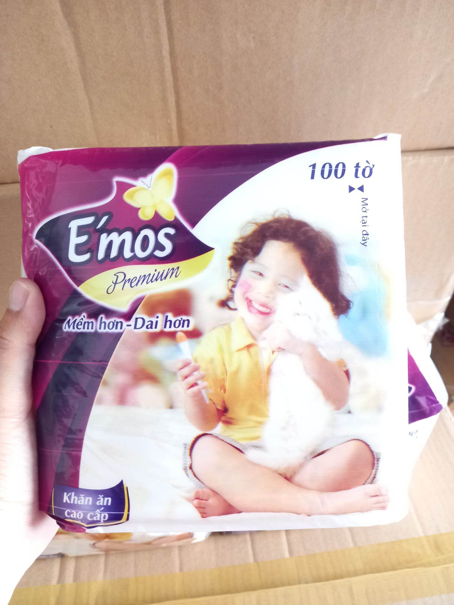 Giấy ăn Cao Cấp E'Mos premium 100 Tờ.