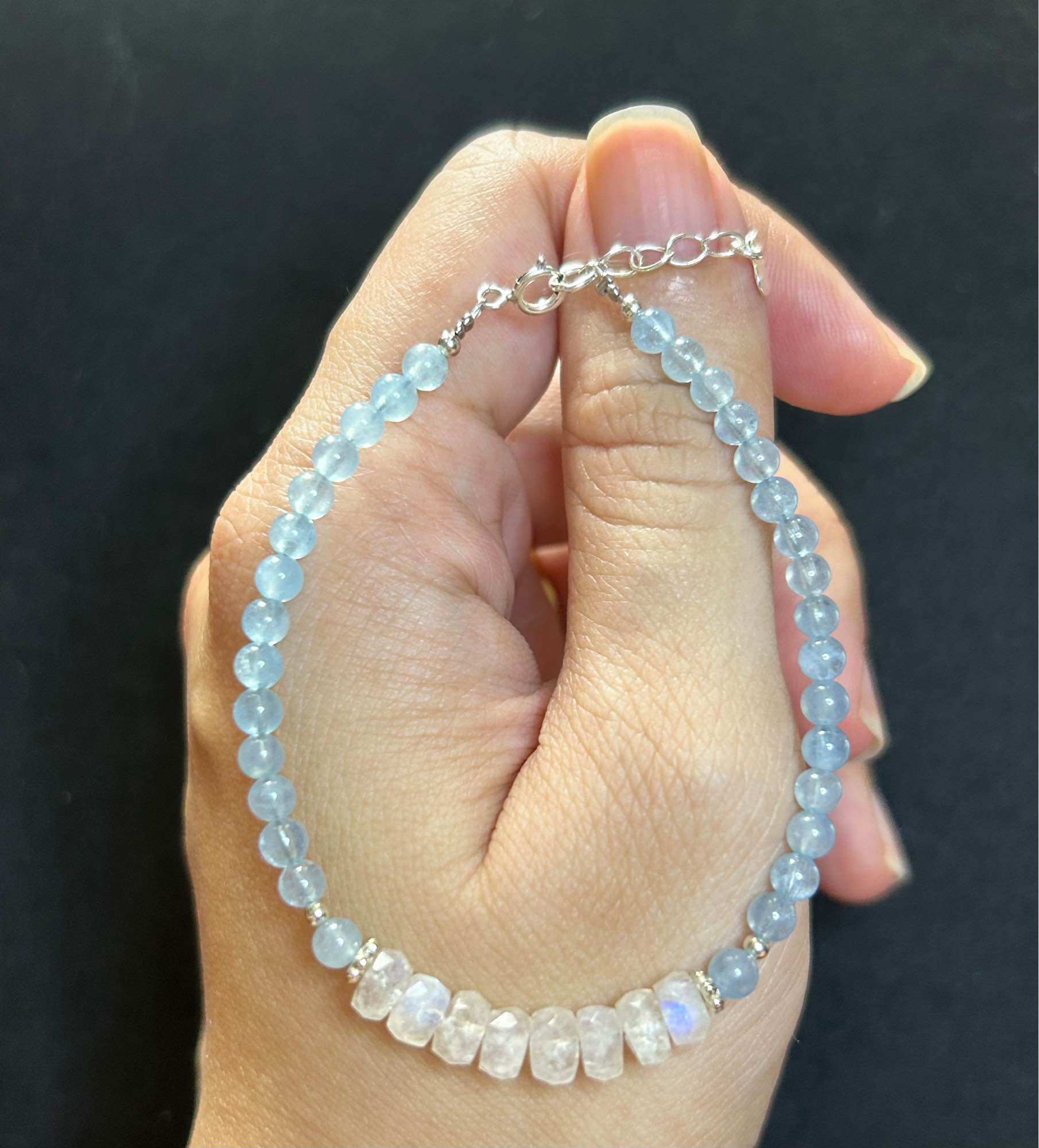 Vòng tay Aquamarine mix Moonstone