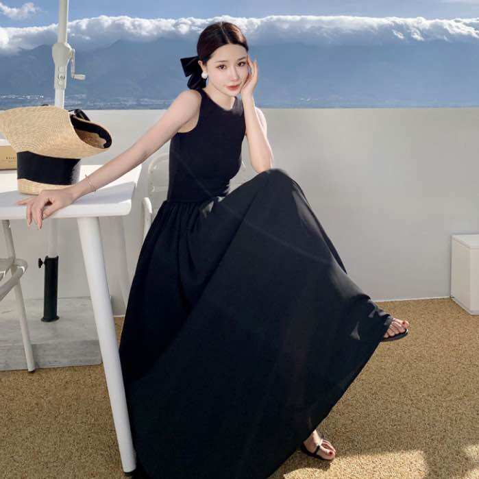 Long White Maxi Dress with Chest Hemline