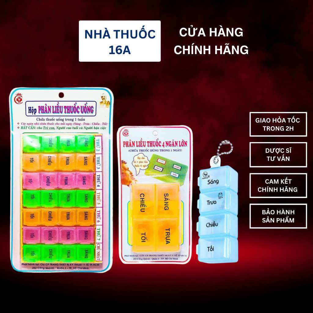 Hộp phân liều thuốc / vỉ đựng thuốc / chia liều - miễn phí vận chuyển - vỉ chia thuốc uống 1 ngày hoặc 1 tuần - màu ngẫu nhiên - chia liều 4 ngăn dễ nhớ, tiện lợi mang theo
