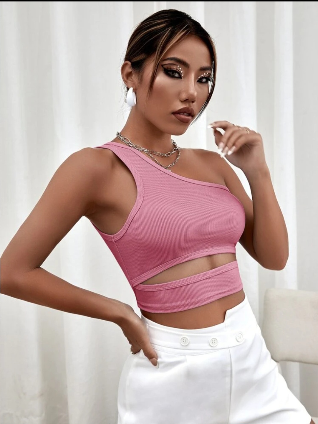 Áo croptop (M06 ) lệch vai hở eo