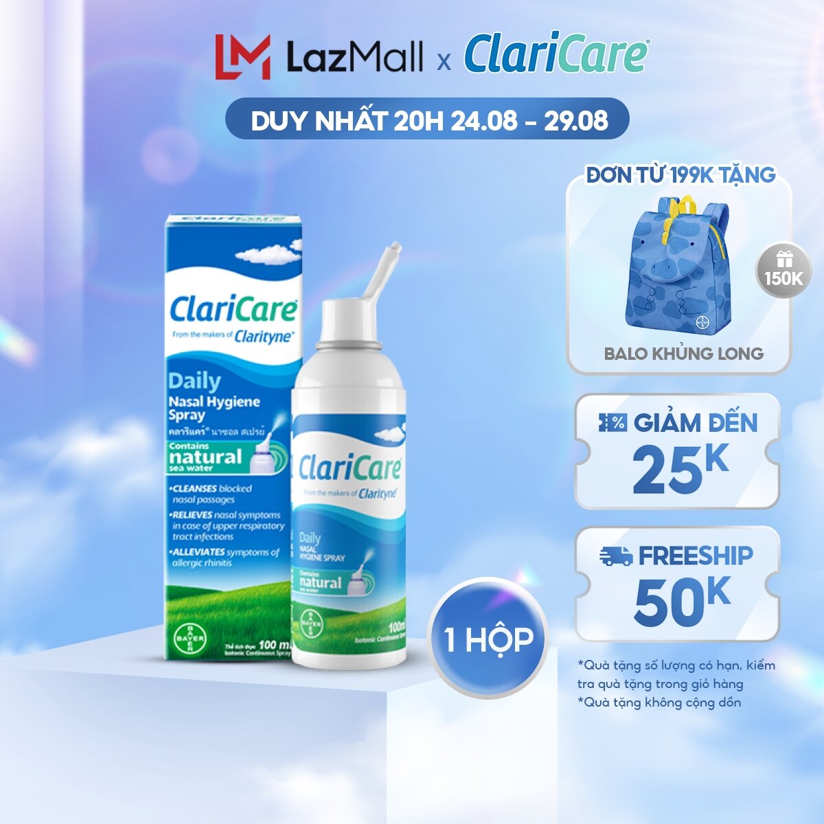 Dung dịch xịt vệ sinh mũi claricare 100ml