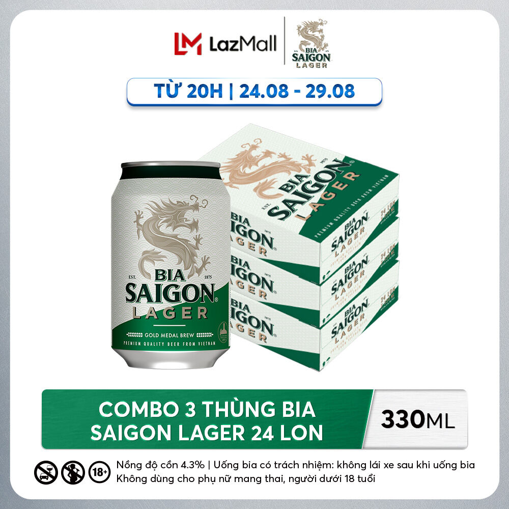Combo 3 thùng bia saigon lager 330ml x 24 lon